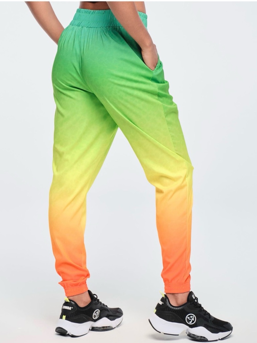 Zumba Fitness Leopard Ombré Funscape High Waisted Zip Front Track Pants